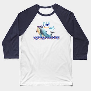 Oh Whale, Whale Ikat Baseball T-Shirt